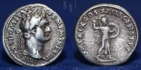 ROMAN; Domitian AR Denarius Minerva Brandishing Spear Rome, 3.04gm, 19mm, VF
