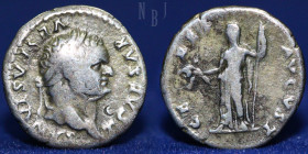 Roman; Vespasian, 69-79, AR Denarius, 2.89gm, 18mm, Good F
