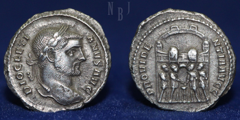 ROMAN DIOCLETIAN; Diocletian (A.D. 254-305), Silver Argenteus. Mint of Siscia, s...
