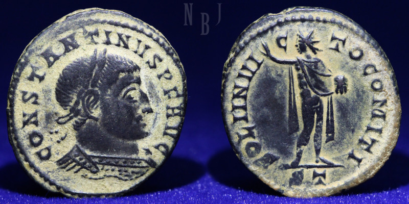 Constantine I Follis - SOLI INVICTO COMITI, (4.60gm, 23mm) Obv: IMP CONSTANTINVS...