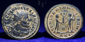 Roman; Diocletian. A.D. 284-305. Æ radiate fraction, 4.68gm, 23mm, Good F
