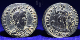 Roman; Theodosius I. A.D. 379-395. AE majorina, D N THEODO-SIVS P F AVG, 3.95gm, 21mm, About EF