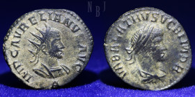 Roman; Aurelian with Vabalathus Antiochia, 271-272 AD. Æ antoninianus, 3.38gm, 20mm, VF