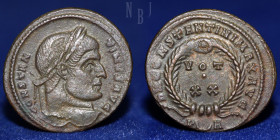 Roman; Constantinus I follis. Rome Mint. 321 AD. D N CONSTANTINI MAX AVG, 3gm, 20mm, VF