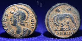 Roman Empire AE 3 Reduced 1 Follis Urbs Roma Constantine the Great(306-337), 2.40gm, 17mm, EF