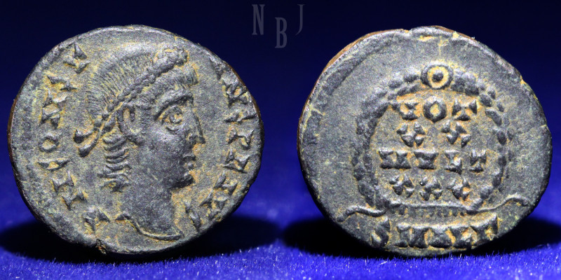 Roman coin of Constantius II - VOT XX MVLT XXX - Antioch. (1.62gm, 16mm) Obverse...