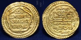 ILKHANIDS, ABU SA’ID BAHADUR KHAN, GOLD Dinar, 8.56gm, 24mm, struck Baghdad 722 AH, EF