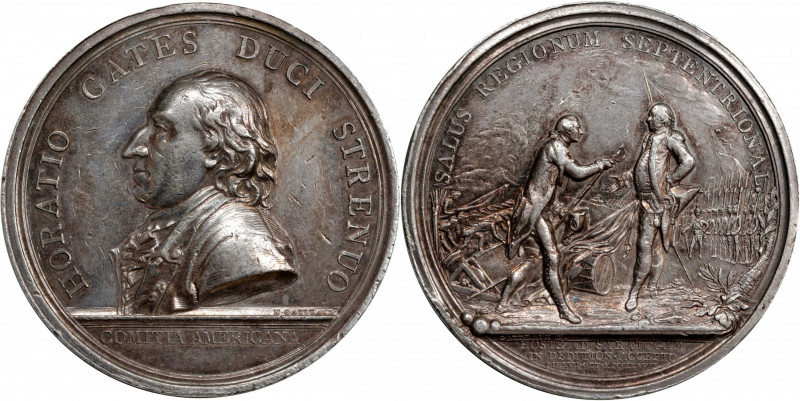 1777 Horatio Gates at Saratoga medal. Betts-557. Silver. Original striking. Pari...