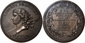 France. 1792 Lyon Convention Medal. By Galle. Maz-318. Bell Metal. MS-64 (NGC).

39 mm. Obv: A left facing head of Liberty with cap-topped pole serv...