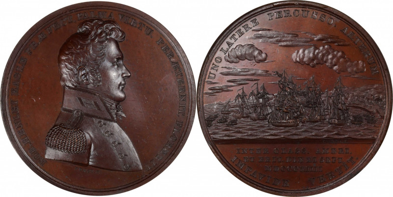 "1814" Lieutenant Robert Henley / Battle of Lake Champlain Naval Medal. By Morit...