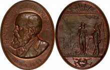 1889 Benjamin Harrison Indian Peace Medal. By Charles E. Barber and George T. Morgan. Julian IP-47, Prucha-58. Bronze. MS-63 BN (NGC).

58.5 mm x 74...