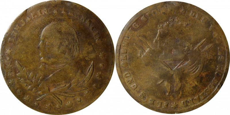Undated (ca. 1820s-30s?) Benjamin Franklin Beehive Medal. Greenslet GM-4, Fuld F...
