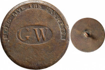(1789) George Washington Inaugural Button. LONG LIVE THE PRESIDENT, Widely Spaced GW in Oval. Cobb-5c, DeWitt-GW 1789-7. Brass. Very Fine, Environment...