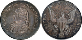"1792" (ca. 1860) Idler Copy of the Getz "Half Dollar." Musante GW-27, Baker-25K. Silver. MS-64 (PCGS).

33.8 mm. 192.7 grains. Mostly deep gray wit...