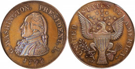 "1792" (ca. 1860) Idler Copy of the Getz "Half Dollar." Musante GW-27, Baker-25M. Copper. MS-64 BN (PCGS).

33.9 mm. 215.0 grains. Bold accents of v...