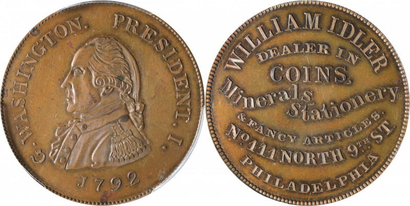 "1792" (ca. 1860) William Idler Store Card. Musante GW-28, Baker-544A, Miller-Pa...