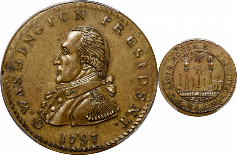 1797 George Washington General Grand Master Masonic Medal. Musante GW-29, Baker-...
