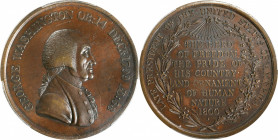1800 Hero of Freedom Medal. Musante GW-81, Baker-79B. Copper. MS-62 BN (PCGS).

38.3 mm. 419.8 grains. Pleasing mahogany surfaces with some slightly...