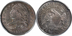 1833 Capped Bust Dime. JR-9. Rarity-2. MS-64 (PCGS).

Two points of star 13 close to curl; TED successively higher on reverse. Well struck and deepl...