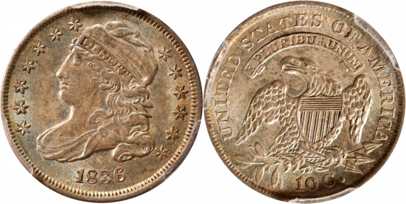 1836 Capped Bust Dime. JR-1. Rarity-3. MS-62 (PCGS).

Well struck with an even...