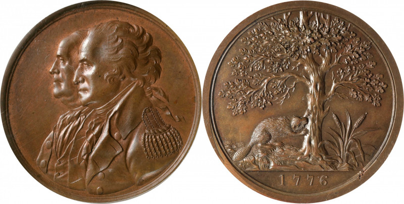 "1776" (ca. 1807) American Beaver Medal. By John Reich. Musante GW-93, Baker-54A...