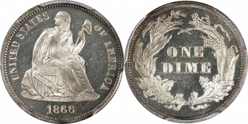 1866 Liberty Seated Dime. Proof-64 Deep Cameo (PCGS). CAC.

Brilliant surfaces...