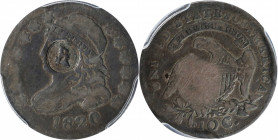 (ca. 1840s) Washington Counterstamp on an 1820 Capped Bust Dime. Musante GW-115, Baker-1053, Brunk W-245. Fine-15, Countermark VF Details (PCGS).

T...