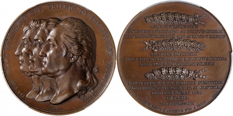 "1834" (ca. 1838) Washington Cercle Britannique Heroes of Liberty Medal. Origina...