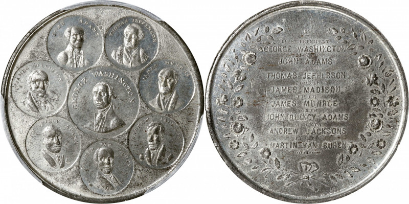 Undated (ca. 1856) Eight Presidents Medal without Signature. Restrike. Musante G...