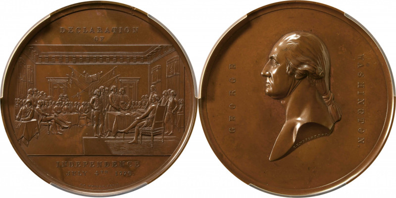 "1776" (ca. 1851) Declaration of Independence Medal. By Charles Cushing Wright. ...