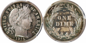 1915 Barber Dime. Proof-66 (PCGS). CAC.

A glorious specimen dressed in bold, iridescent toning of steel-olive, silver-lilac and antique gold. Last ...