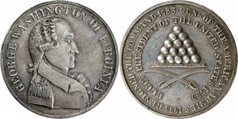 1883 George Washington of Virginia Medal. Massamore Restrike. Musante GW-352R, B...