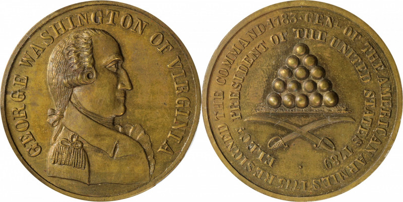 1883 George Washington of Virginia Medal. Massamore Restrike. Musante GW-352R, B...