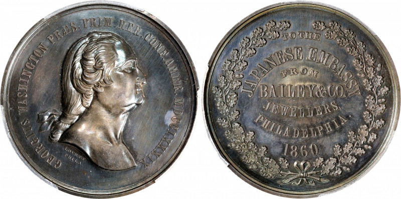 1860 Japanese Embassy Medal. Musante GW-355, Baker-368. Silver. Specimen-62 (PCG...