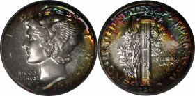1939 Mercury Dime. Proof-68 (PCGS).

This glorious Ultra Gem borders on numismatic perfection. Both sides are peripherally toned in the most vivid, ...