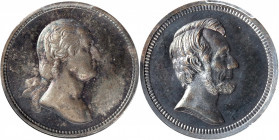 Undated (ca. 1862) Washington / Lincoln Medalet. By Anthony C. Paquet. Musante GW-449, Baker-245X, Julian PR-30. Silver. Specimen-64 (PCGS).

18.1 m...