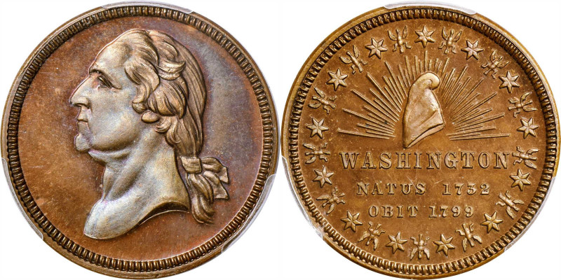 "1799" (ca. 1863) Undraped Washington / Liberty Cap Medal. By George Hampden Lov...