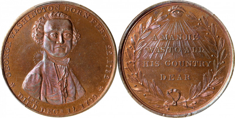 "1799" (ca. 1862) Ugly Head Medal. By J.B. Gardiner. Musante GW-715, Baker-89A. ...