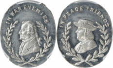 Undated (ca. 1865) In War Enemies - In Peace Friends Medalet. Musante GW-766, Baker-174. White Metal. MS-63 (PCGS).

17.8 mm x 21.8 mm, oval. Virtua...