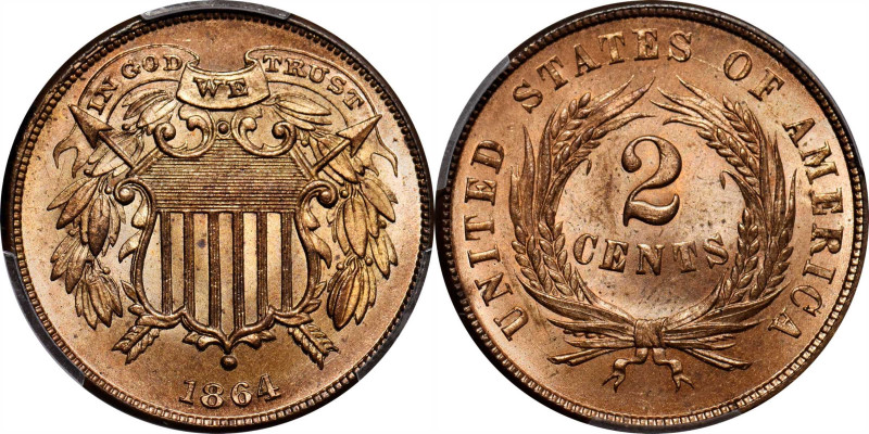 1864 Two-Cent Piece. FS-401. Small Motto. MS-66 RD (PCGS).

This coin offers a...