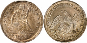 1854 Liberty Seated Quarter. Arrows. MS-64+ (PCGS). CAC.

Second year of issue for the Arrows, No Motto Liberty Seated quarter subseries, the 1854 i...