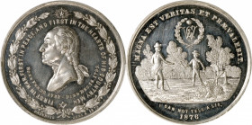 1876 First in War - Magna Est Veritas Medal. By Robert Laubenheimer. Musante GW-861, Baker-292D. White Metal. Specimen-63 (PCGS).

50.6 mm. Essentia...