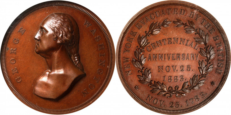 1883 Evacuation of New York Medal. Musante GW-1002, Baker-459. Copper. MS-65 BN ...