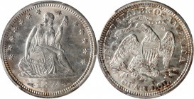 1874-S Liberty Seated Quarter. Arrows. Briggs 1-A. MS-63 (PCGS).

Blushes of reddish-russet and champagne-pink iridescence drift over lustrous, soft...