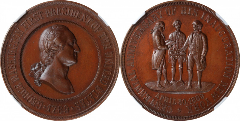 1889 Inaugural Centennial Medal. Taking the Oath - First Obverse. Musante GW-113...