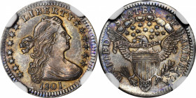 1801 Draped Bust Half Dime. LM-2. Rarity-4. AU-58 (NGC).

Offered is an exceptionally well preserved example of this underrated Draped Bust half dim...