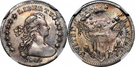 1805 Draped Bust Half Dime. LM-1, the only known dies. Rarity-4. AU-58 (NGC).

This is a remarkable near-Mint quality example of this scarce and con...