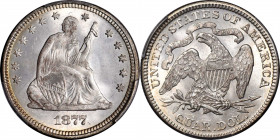 1877 Liberty Seated Quarter. MS-67 (PCGS). CAC.

Offered is a remarkable condition rarity from the otherwise readily obtainable circulation strike 1...