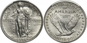1916 Standing Liberty Quarter. Unc Details--Altered Surfaces (PCGS).

With sharp to full striking detail to most design elements, this well produced...