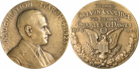 1925 Calvin Coolidge Inaugural Medal. By Darrell C. Crain (designer) and Julio Kilenyi (sculptor), struck by Medallic Art Co. Dusterberg CIM-B70, MacN...